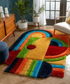 Well Woven Nahla Modern Geometric Shag Multi 3D Textured Thick & Soft Shag Rug