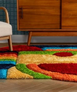 Well Woven Nahla Modern Geometric Shag Multi 3D Textured Thick & Soft Shag Rug