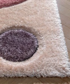 Well Woven Nahla Modern Geometric Shag Lavender Light Blue 3D Textured Thick & Soft Shag Rug