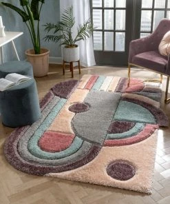 Well Woven Nahla Modern Geometric Shag Lavender Light Blue 3D Textured Thick & Soft Shag Rug