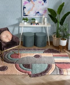 Well Woven Nahla Modern Geometric Shag Lavender Light Blue 3D Textured Thick & Soft Shag Rug