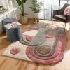 Well Woven Nahla Modern Geometric Shag Blush Grey 3D Textured Thick & Soft Shag Rug