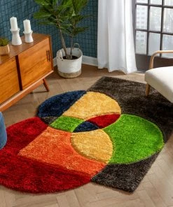 Well Woven Gia Modern Geometric Shag Multi 3D Textured Thick & Soft Shag Rug