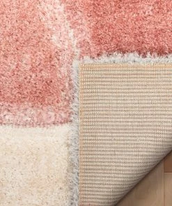 Well Woven Gia Modern Geometric Shag Grey Blush 3D Textured Thick & Soft Shag Rug