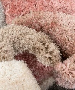 Well Woven Gia Modern Geometric Shag Grey Blush 3D Textured Thick & Soft Shag Rug