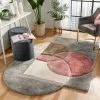 Well Woven Gia Modern Geometric Shag Grey Blush 3D Textured Thick & Soft Shag Rug