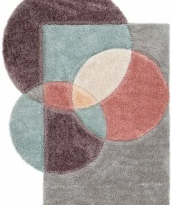 Well Woven Gia Modern Geometric Shag Lavender Light Blue 3D Textured Thick & Soft Shag Rug