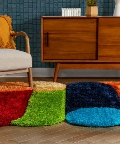 Well Woven Zuma Modern Geometric Shag Multi 3D Textured Thick & Soft Shag Rug