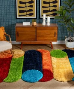 Well Woven Zuma Modern Geometric Shag Multi 3D Textured Thick & Soft Shag Rug