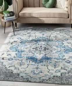 Well Woven Taura Bohemian Oriental Perisan Light Blue Rug