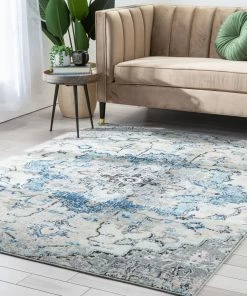 Well Woven Taura Bohemian Oriental Perisan Light Blue Rug