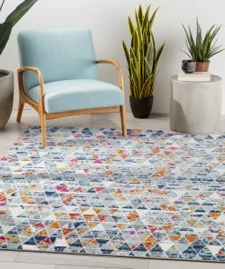Well Woven Global Keyla Modern Geometric Light Blue Rug