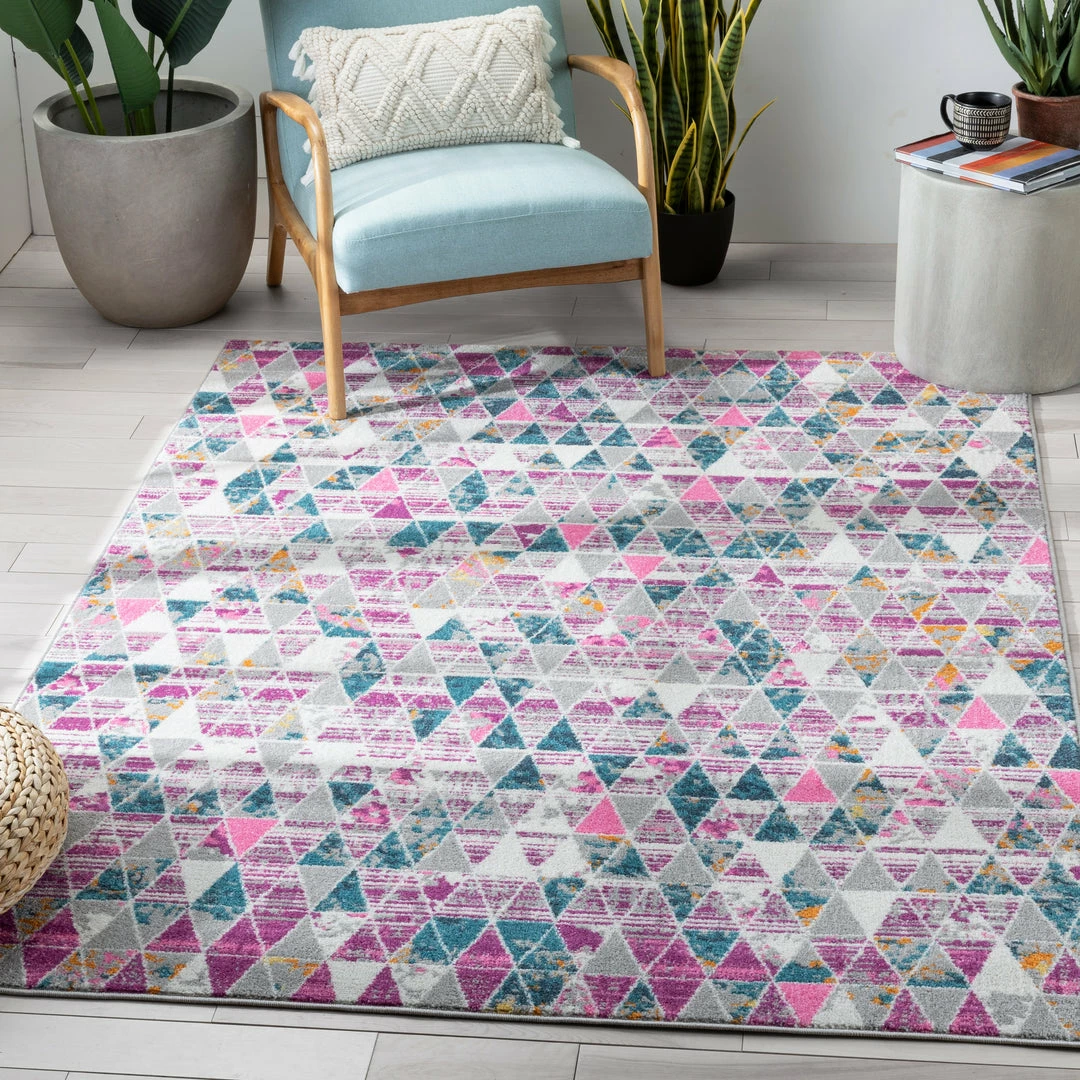 Well Woven Global Keyla Modern Geometric Fuchsia Rug 1 Well Woven Global Keyla Modern Geometric Fuchsia Rug