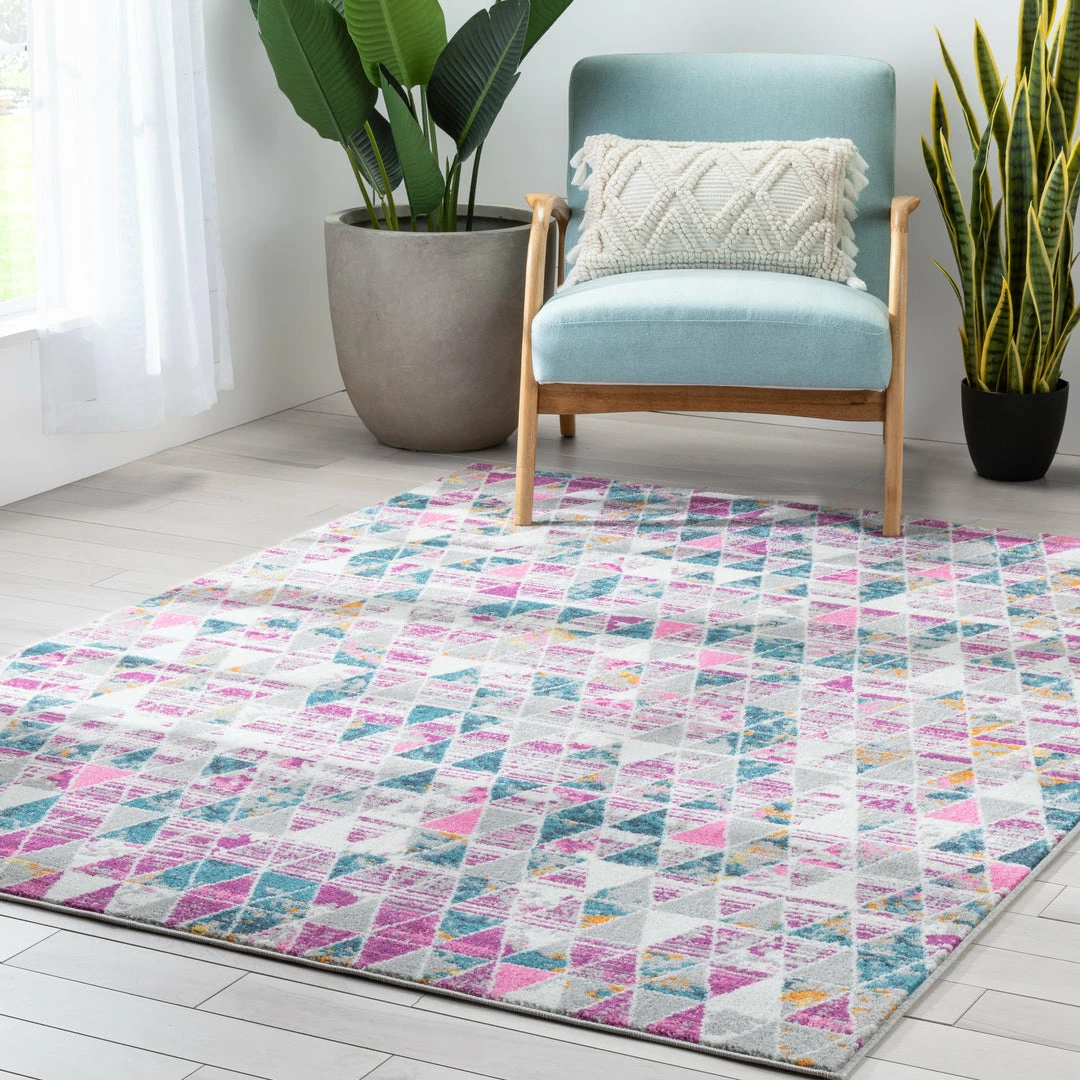 Well Woven Global Keyla Modern Geometric Fuchsia Rug 6 Well Woven Global Keyla Modern Geometric Fuchsia Rug