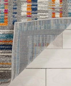 Well Woven Merle Modern Geometric Border Light Blue Rug Global