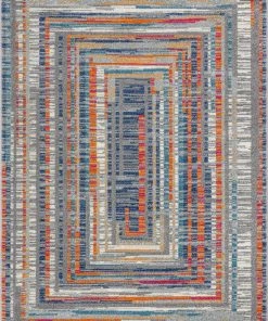 Well Woven Merle Modern Geometric Border Light Blue Rug Global