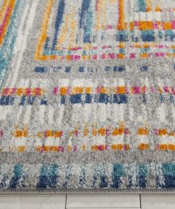 Well Woven Merle Modern Geometric Border Light Blue Rug Global