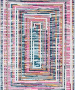 Well Woven Merle Modern Geometric Border Fuchsia Rug Global