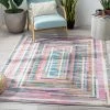 Well Woven Merle Modern Geometric Border Fuchsia Rug Global
