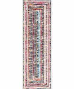 Well Woven Merle Modern Geometric Border Fuchsia Rug Global