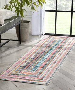 Well Woven Merle Modern Geometric Border Fuchsia Rug Global