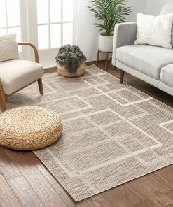 Well Woven Ferro Modern Geometric Beige Flatweave Rug