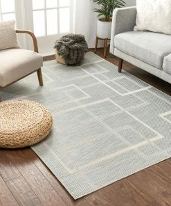 Well Woven Ferro Modern Geometric Beige Flatweave Rug