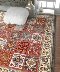 Well Woven Ornamental Multi Traditional Rug