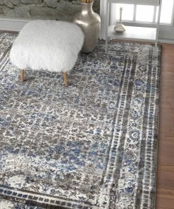 Well Woven Dramatic Blue Vintage Rug