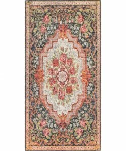 Well Woven Lateren Eclectic Floral Black-Blush Machine Washable Rug By Chill Rugs 7'7