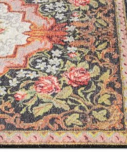 Well Woven Lateren Eclectic Floral Black-Blush Machine Washable Rug By Chill Rugs 7'7