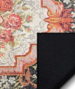 Well Woven Lateren Eclectic Floral Black-Blush Machine Washable Rug By Chill Rugs 7'7