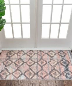 Well Woven Global Trio Southwestern Geometric Blush Machine Washable Rug By Chill Rugs 7'7