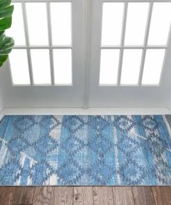 Well Woven Trio Southwestern Geometric Blue Machine Washable Rug By Chill Rugs Global