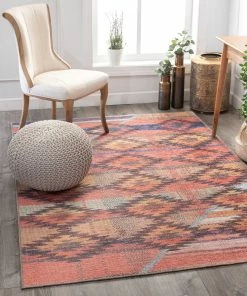 Well Woven Trio Southwestern Geometric Melon Machine Washable Rug By Chill Rugs