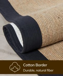Well Woven Sorel Farmhouse Non-Slip Jute Natural Black Border Rug Jute + Natural