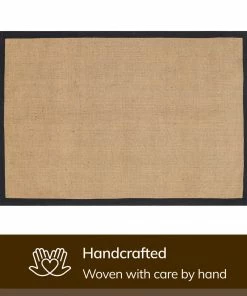 Well Woven Sorel Farmhouse Non-Slip Jute Natural Black Border Rug Jute + Natural