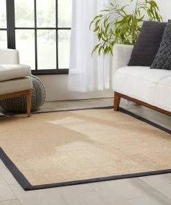 Well Woven Sorel Farmhouse Non-Slip Jute Natural Black Border Rug Jute + Natural