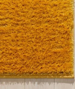 Well Woven Chroma Glam Solid Ultra Soft Yellow Multi-Textured Shimmer Pile Shag Rug