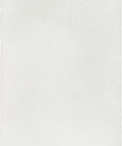 Well Woven Chroma Glam Solid Ultra Soft Ivory Multi-Textured Shimmer Pile Shag Rug