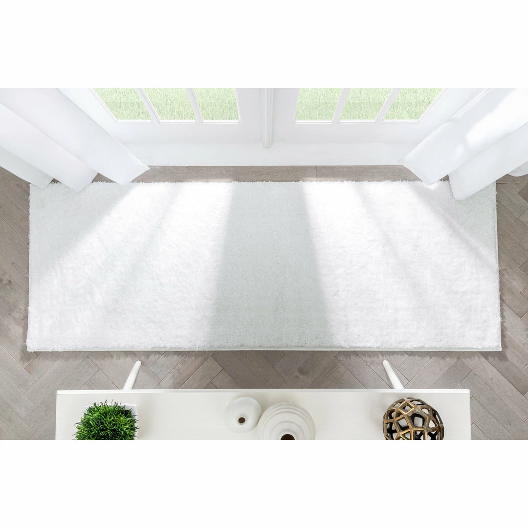 Well Woven Chroma Glam Solid Ultra Soft Ivory Multi-Textured Shimmer Pile Shag Rug 12 Well Woven Chroma Glam Solid Ultra Soft Ivory Multi-Textured Shimmer Pile Shag Rug