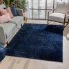 Well Woven Chroma Glam Solid Ultra Soft Indigo Blue Multi-Textured Shimmer Pile Shag Rug