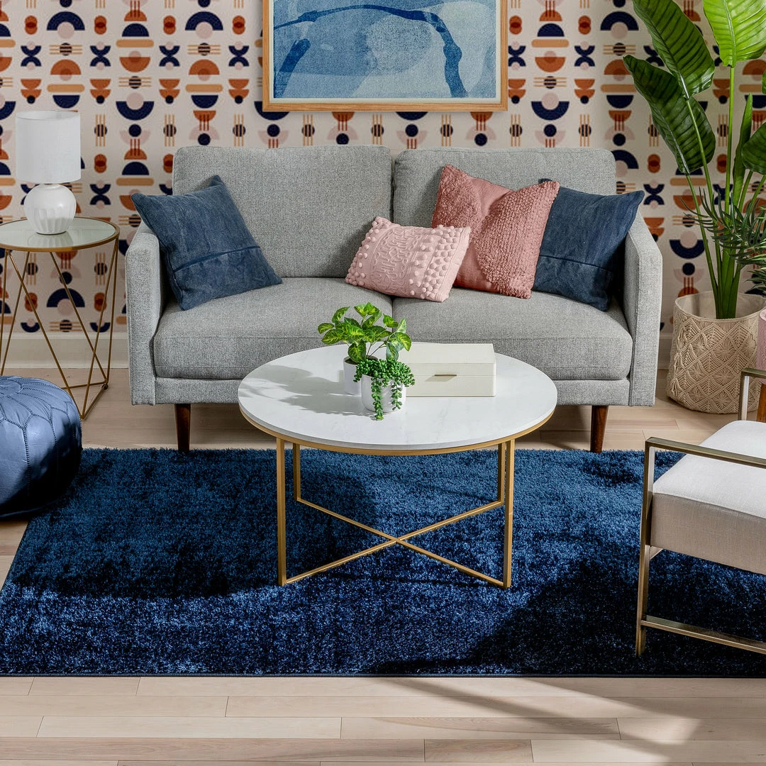 Well Woven Chroma Glam Solid Ultra Soft Indigo Blue Multi-Textured Shimmer Pile Shag Rug 5 Well Woven Chroma Glam Solid Ultra Soft Indigo Blue Multi-Textured Shimmer Pile Shag Rug