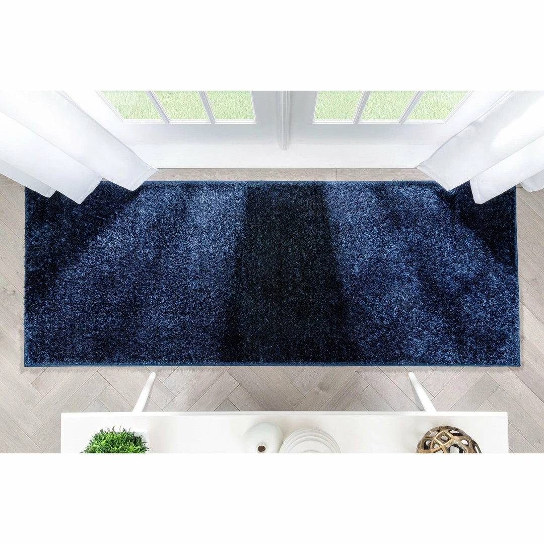 Well Woven Chroma Glam Solid Ultra Soft Indigo Blue Multi-Textured Shimmer Pile Shag Rug 12 Well Woven Chroma Glam Solid Ultra Soft Indigo Blue Multi-Textured Shimmer Pile Shag Rug