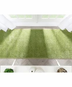 Well Woven Chroma Glam Solid Ultra Soft Green Multi-Textured Shimmer Pile Shag Rug 24 Well Woven Chroma Glam Solid Ultra Soft Green Multi-Textured Shimmer Pile Shag Rug