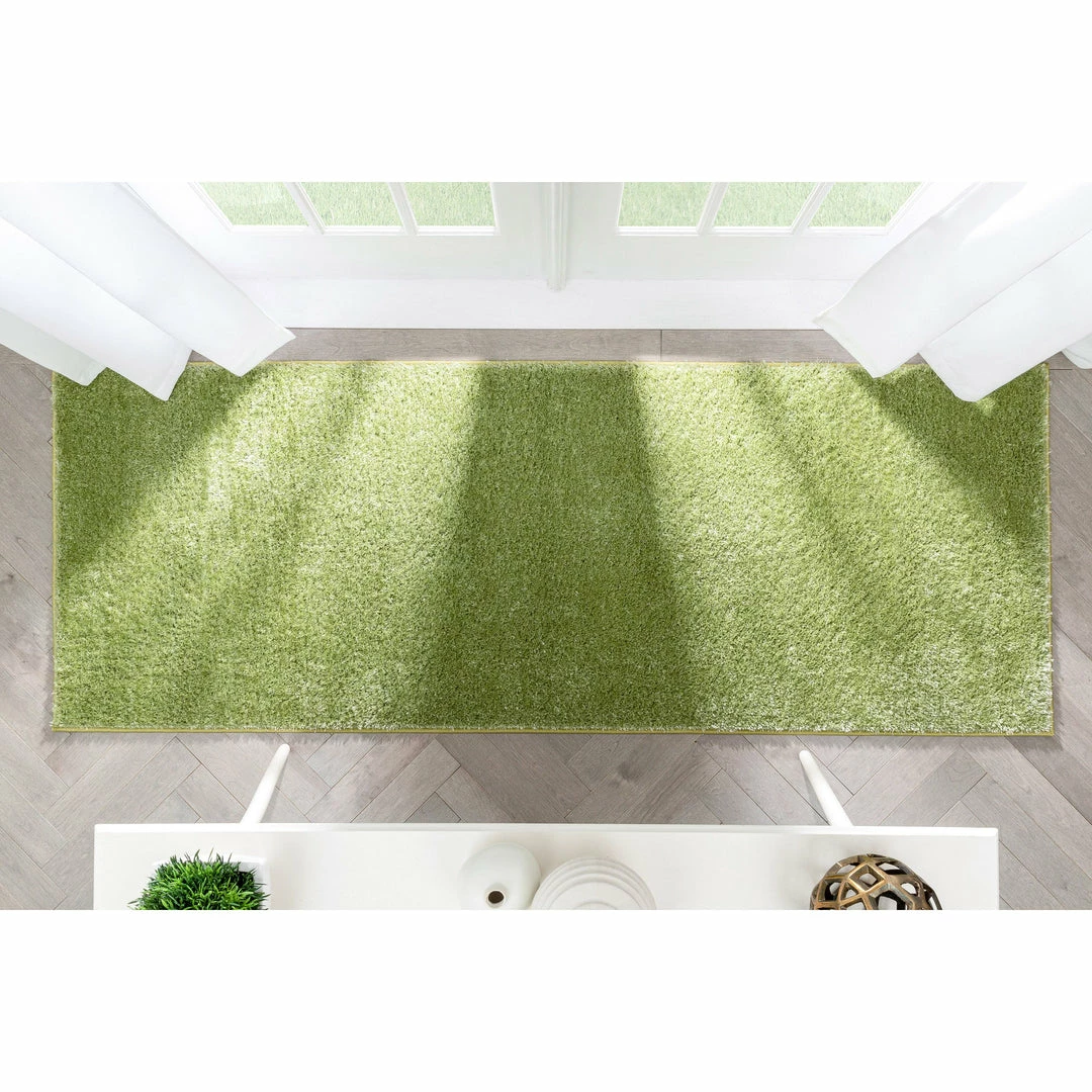 Well Woven Chroma Glam Solid Ultra Soft Green Multi-Textured Shimmer Pile Shag Rug 12 Well Woven Chroma Glam Solid Ultra Soft Green Multi-Textured Shimmer Pile Shag Rug