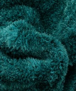 Well Woven Chroma Glam Solid Ultra Soft Teal Multi-Textured Shimmer Pile Shag Rug