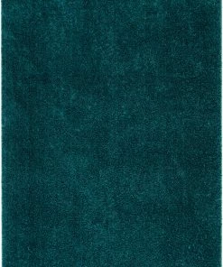 Well Woven Chroma Glam Solid Ultra Soft Teal Multi-Textured Shimmer Pile Shag Rug