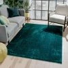 Well Woven Chroma Glam Solid Ultra Soft Teal Multi-Textured Shimmer Pile Shag Rug