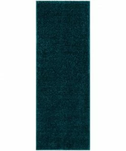 Well Woven Chroma Glam Solid Ultra Soft Teal Multi-Textured Shimmer Pile Shag Rug
